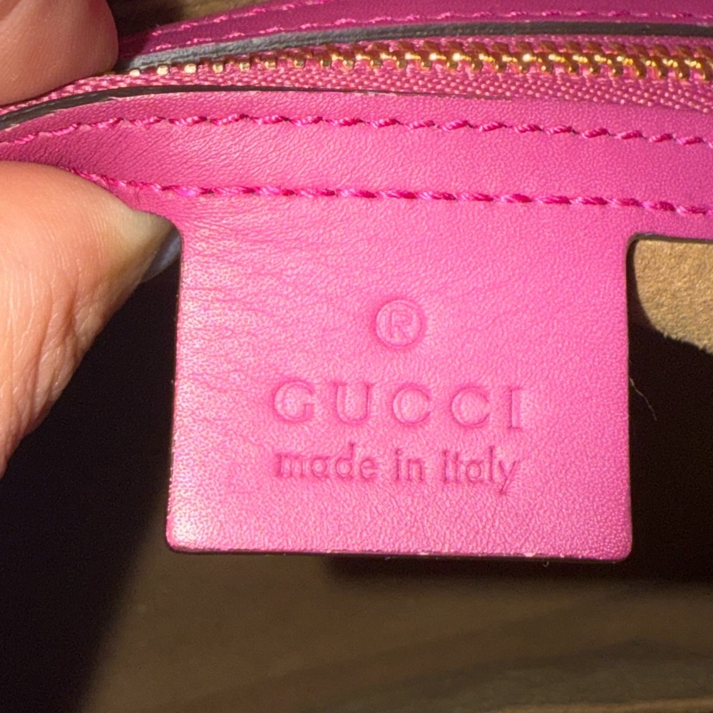GUCCI GG MONOGRAM MOON CALFSKIN MEDIUM ZIP TOTE BEIGE, RED AND PINK - Picture 13 of 16